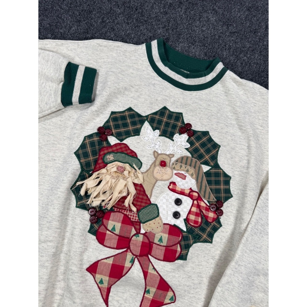 VTG Signal Sports Christmas Sweatshirt XL Santa Snowman Reindeer Applique USA